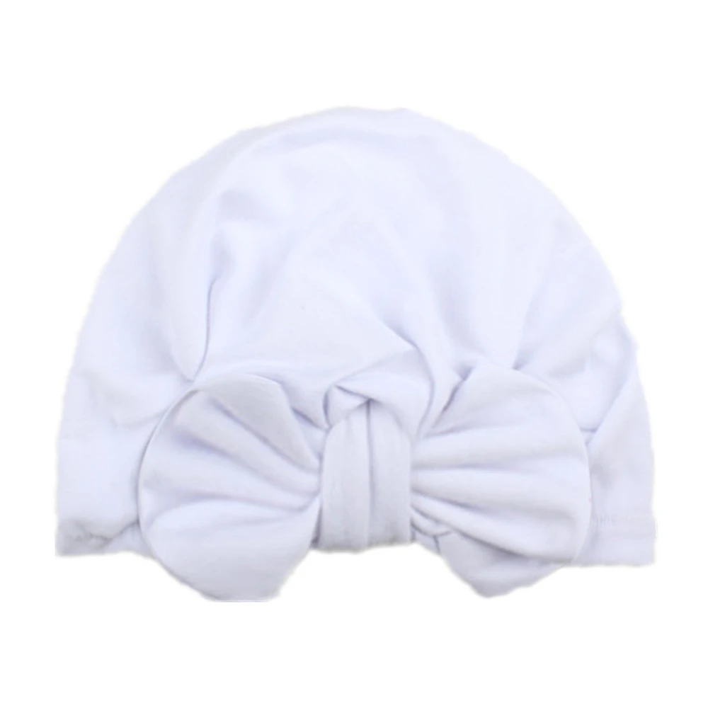 Однотонный эластичный головной убор с бантом для девочек и мальчиков