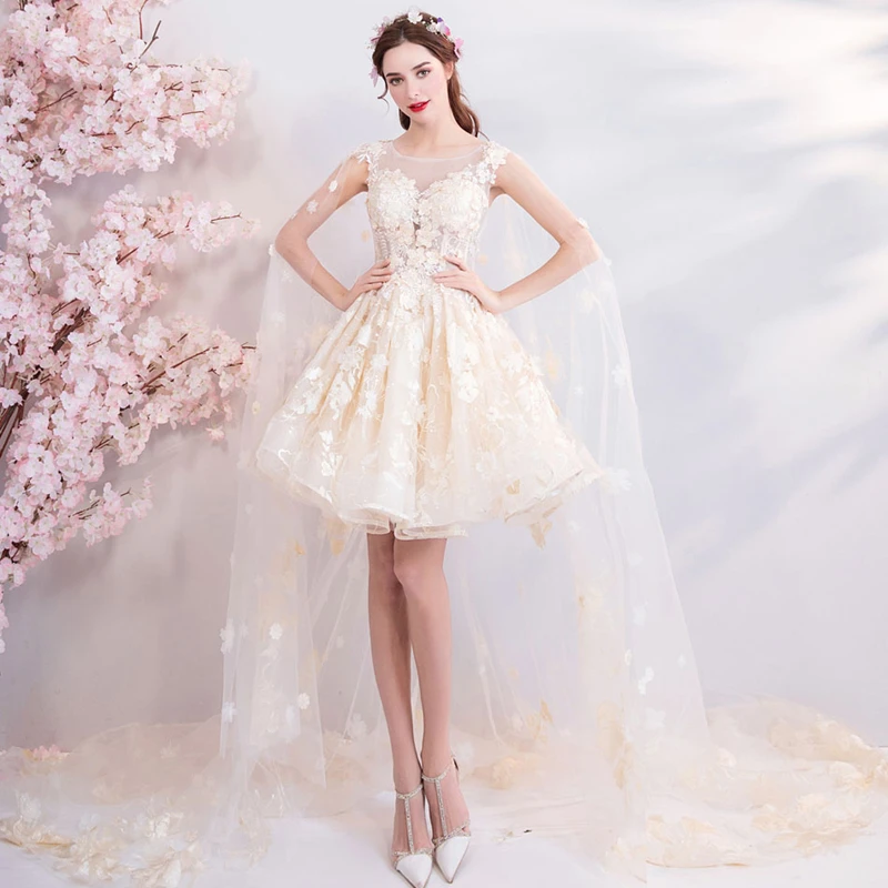 Потрясающее Вечернее платье из тюля с высоким и низким вырезом платья без