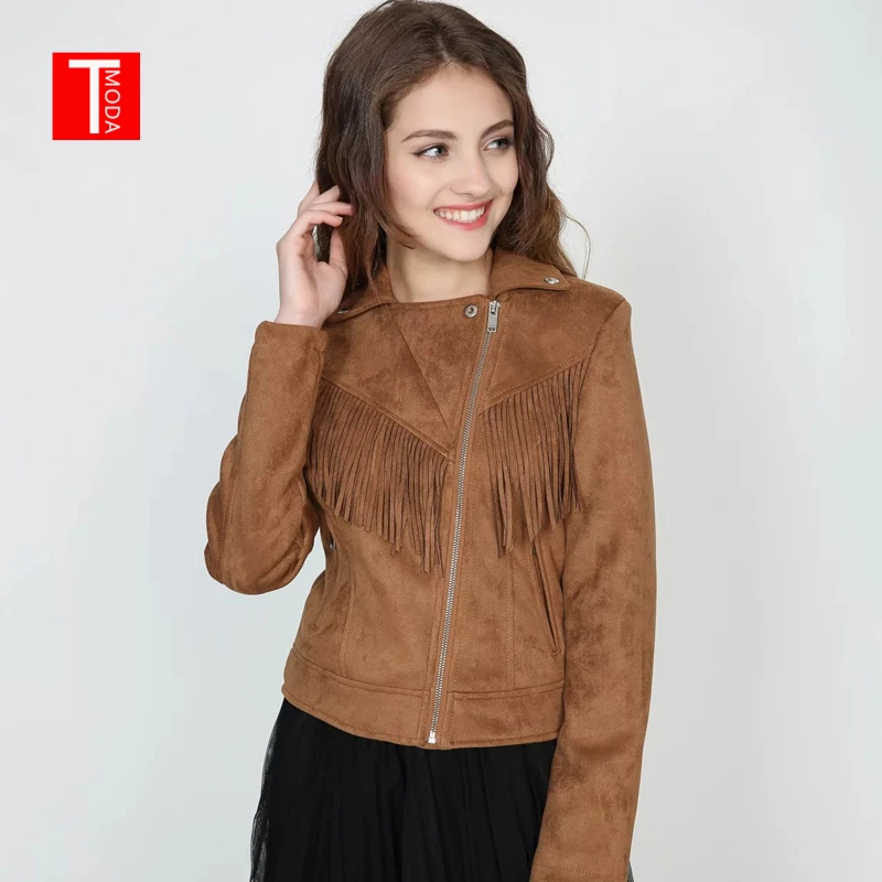 Куртка TMODA270 женская из мягкой замши верхняя одежда искусственной кожи