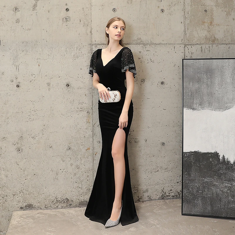 

Evening Dress V Neck Mermaid Formal Dress Women Elegant Evening Gown Women Dress Occasion Special Evening Gowns For Women 2020