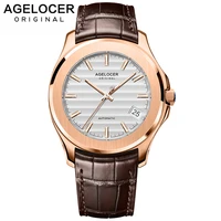 agelocer brand men watches luxury 50m waterproof watches mens automatic leather auto date wristwatches relojes