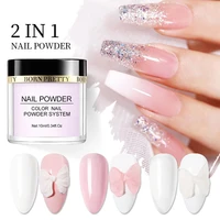 born pretty acrylic powder for nails extension clear white pink flower carving dust power manicure nail art decoration glitter
