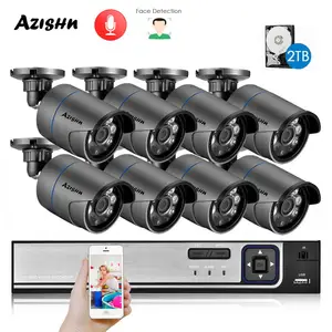 azishn h 265 8ch 5mp poe security system nvr kit audio ip camera ir outdoor ip66 face detection cctv video surveillance nvr set free global shipping