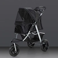 3 wheels pet cat foldable removable liner and storage basket for small medium multiple colors dog stroller