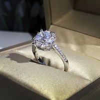 luxury female girl crystal stone couple ring for princess square stling plata promise thin engagement jewewlry for wome