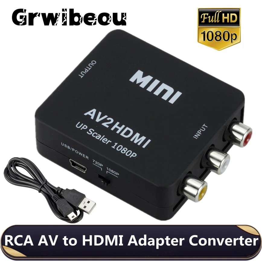 Конвертер Grwibeou RCA AV-HDMI-совместимый преобразователь AV/CVSB L/R видеобокс HD 1080P 1920*1080 AV2HDMI поддержка NTSC PAL выход AV-HDMI Конвертер Grwibeou RCA AV-HDMI-совместимый преобразователь AV/CVSB L/R видеобокс HD 1080P 1920*1080 AV2HDMI поддержка NTSC PAL выход AV-HDMI