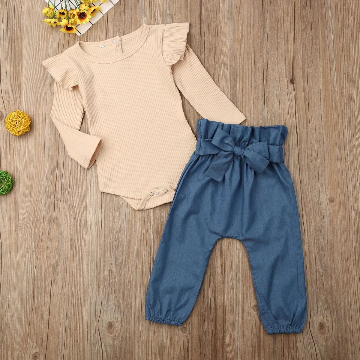 Комплект из 2 предметов для новорожденных девочек Розовая Трикотажная Одежда с