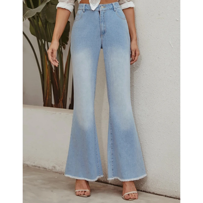 

Women Denim Pants Fashion Retro Wide Leg Denim Pants Autumn Denim Trousers
