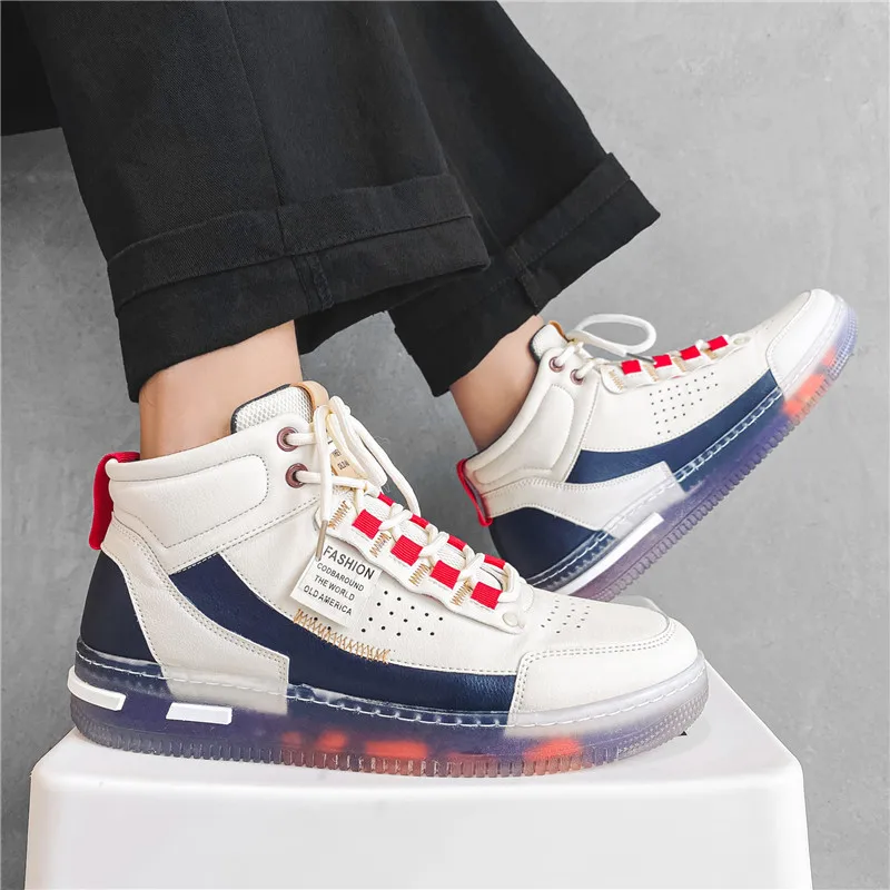 

Мужские массивные кроссовки, сетчатые дышащие, на платформе, легкие высокие, повседневная обувь с прозрачной подошвой