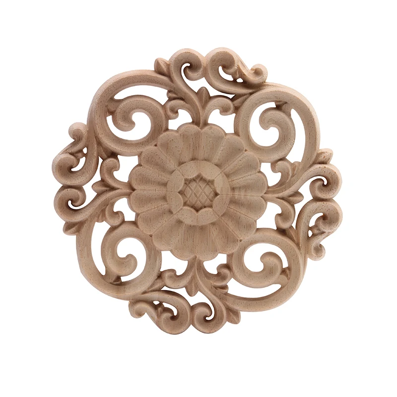 Декоративная роза из массива дерева для европейского дома, небольшие аксессуары для резного шкафа двери и окна. Новинка.