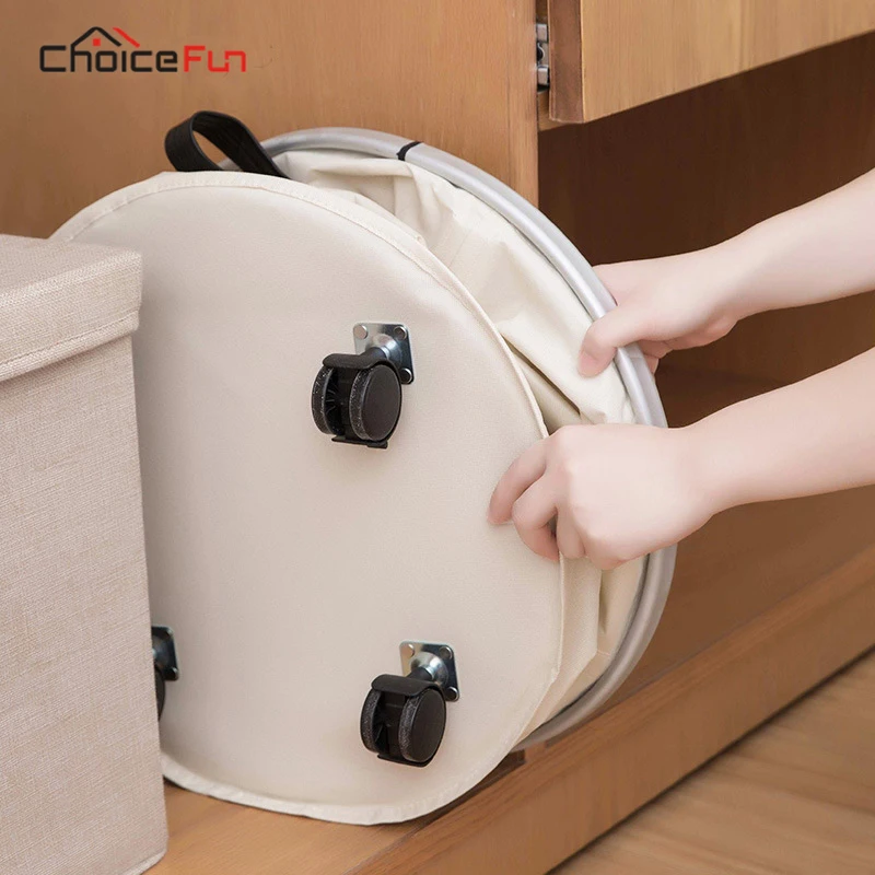 Горячая складная корзина для хранения с литые ролики Прачечная Корзина баррель