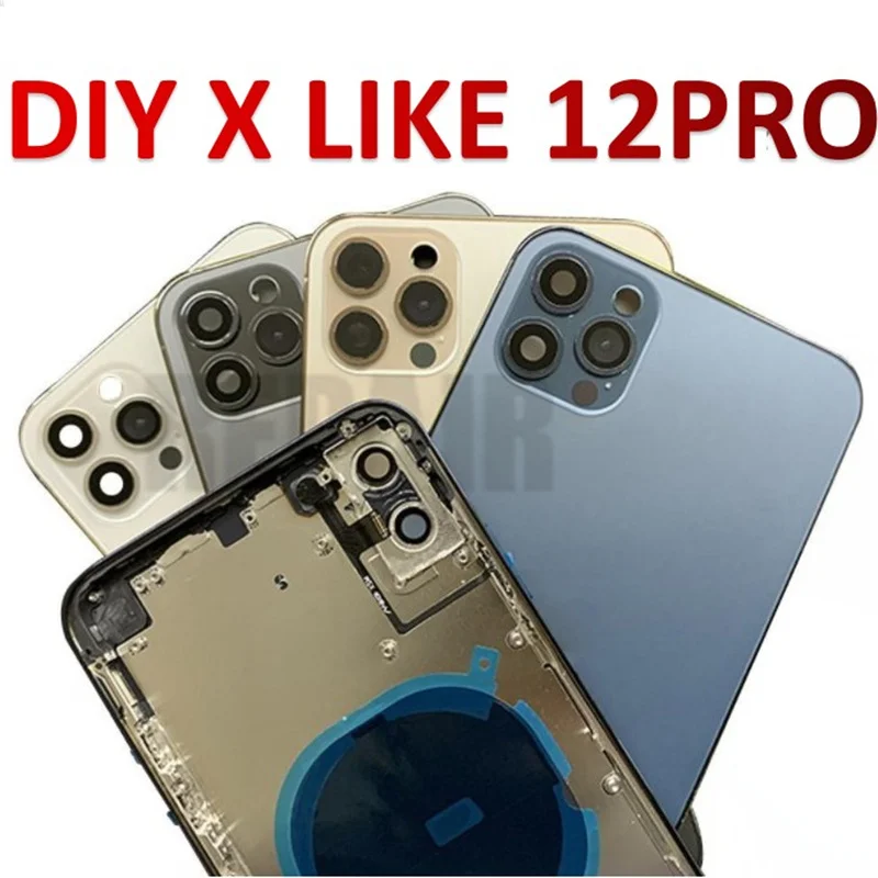 

Задняя крышка корпуса для преобразования iPhone X XS X в iPhone 12 Pro сделать iphone x как 12 pro,iphone x на 12 pro Корпус