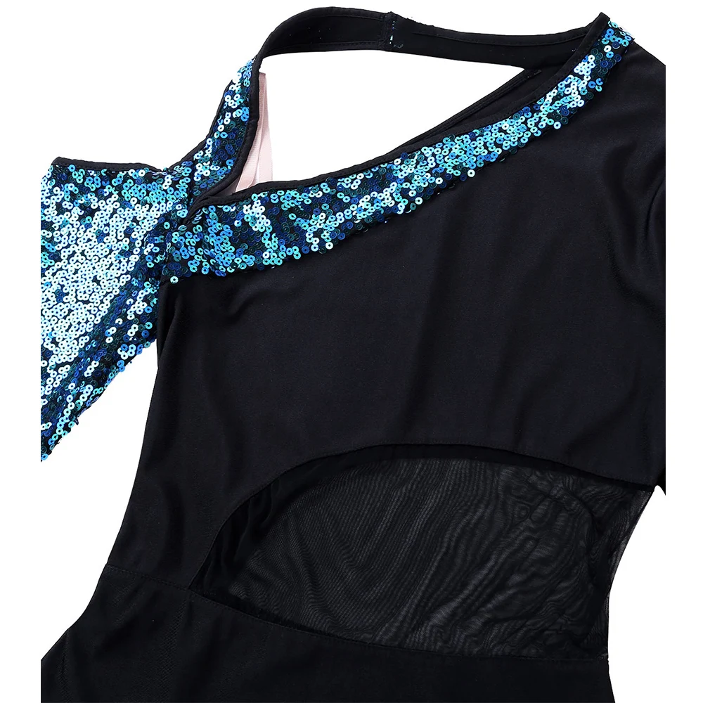 Балетное трико для женщин танцевальный Блестящий купальник с длинными рукавами