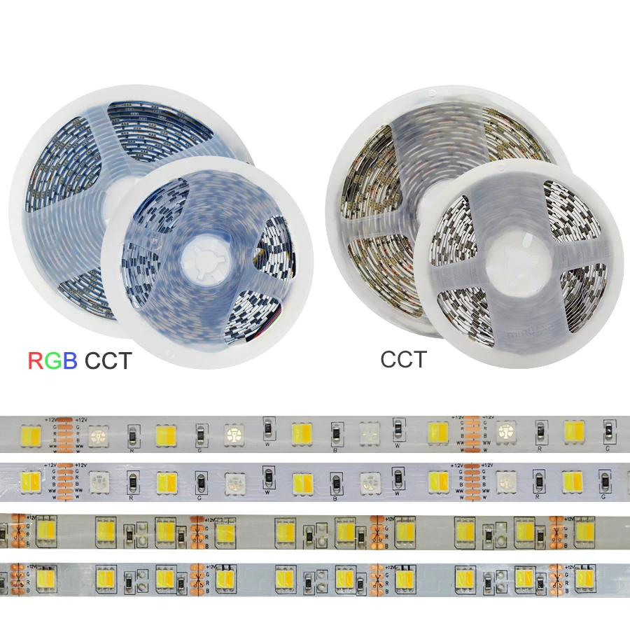 5 м 12 в 24 в 5050 SMD СВЕТОДИОДНЫЙ Красочный свет полосы RGBCCT CCT Гибкая термостойкая гостиная спальня потолочный светодиодный светильник полоса