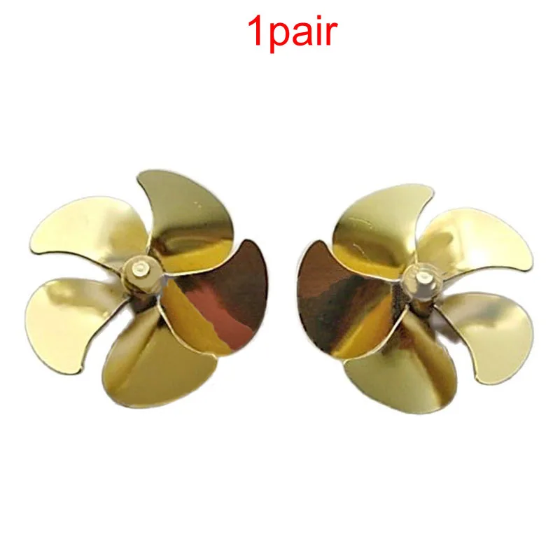 

1pair Brass 5 Blade Propeller Fully Immersed M4 Threaded Dia 54mm Screw Paddle Forward Reverse Prop for RC Simulation Boat Parts