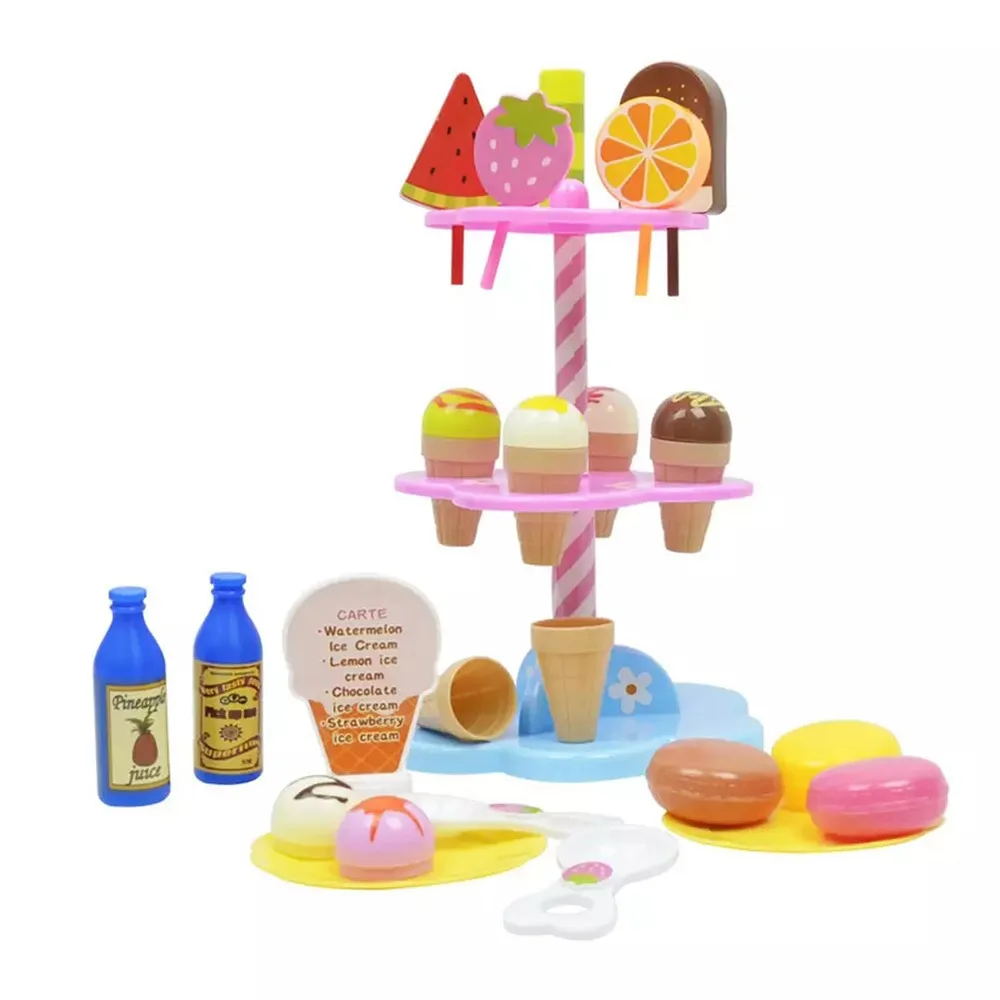 

22 Pcs/Set Ice Cream Toy With Stand Ice Cream Desserts Model Pretend Play Toys For Children Early Education Birthday Gift