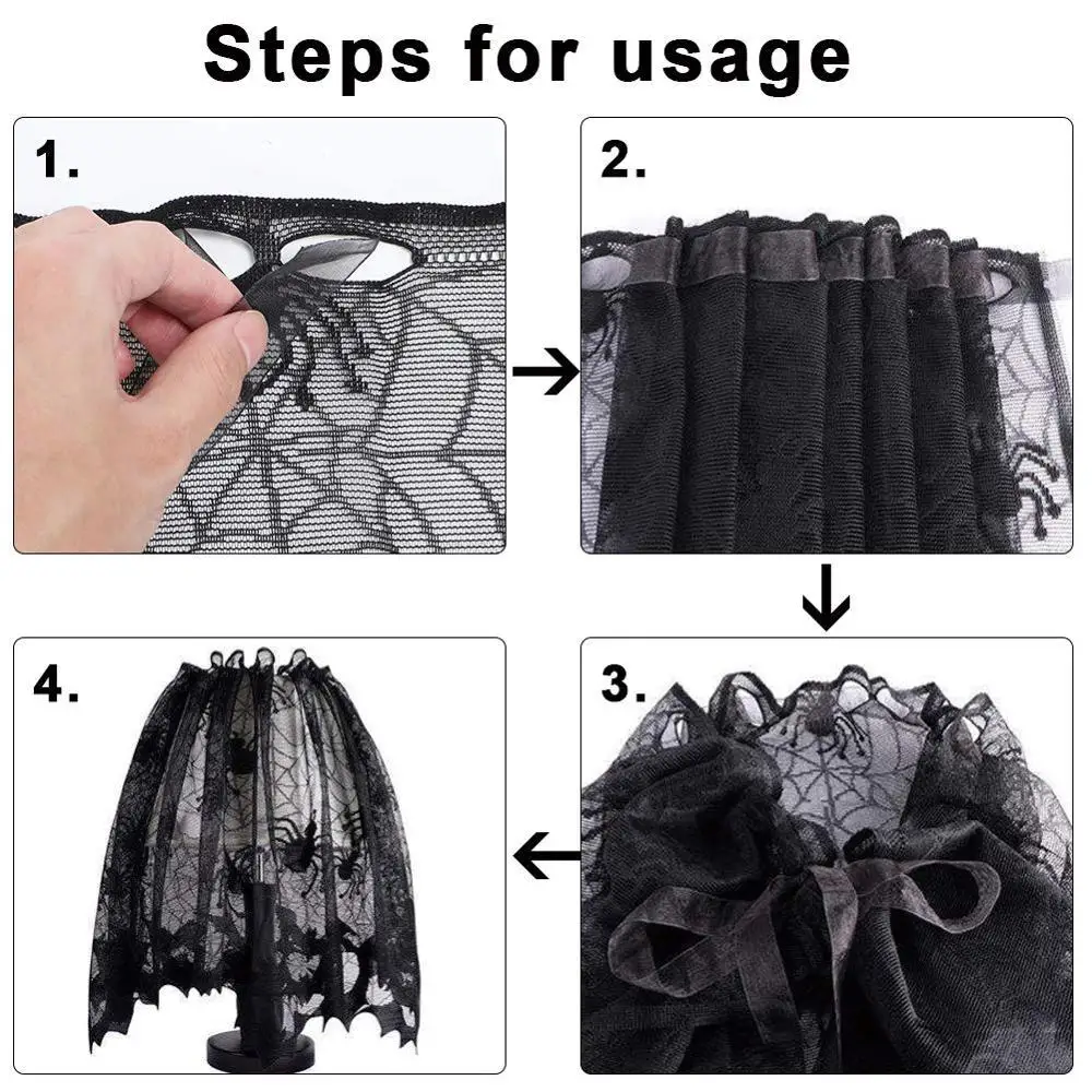 Хэллоуин абажур 20х60-дюймовый черный кружевной Паутинный украшение | Лампы и