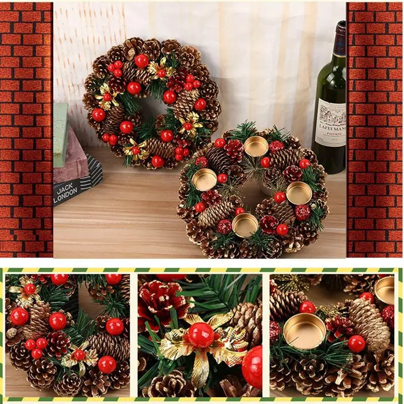 Рождественский венок ручной работы из ротанга 27 см искусственный сосны красная