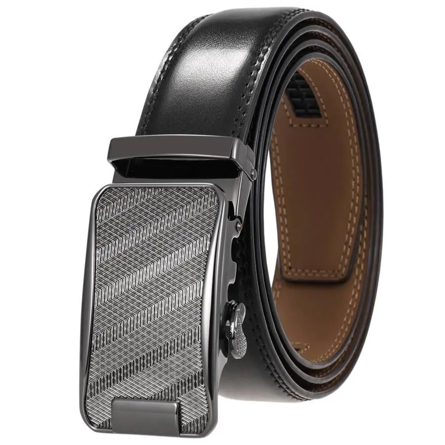 Male Automatic Buckle Belt NEW Men's Ratchet Click Belt Men Leather Belt Male Waistband Fashion Men Belt Length:110-125cm