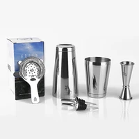premium 5 pieces bar tool set 188 stainless steel boston shaker 2550ml double end jigger 2 pourers fine hawthorn strainer
