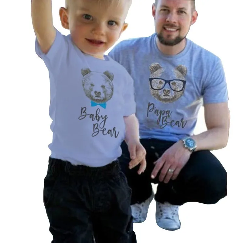 Семейная одинаковая Футболка с принтом медведя мужская и женская футболка