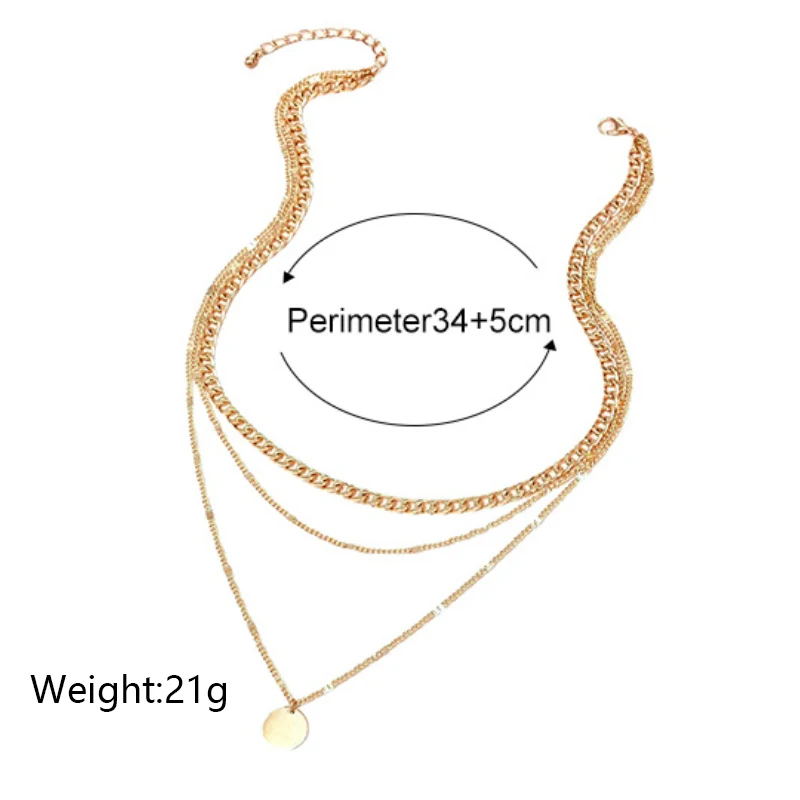 

Fashion Layered Neck Pendants Golden Chain Aesthetic Necklace Accessories for Women Personalized Gift Free Shipping 2021 Trend