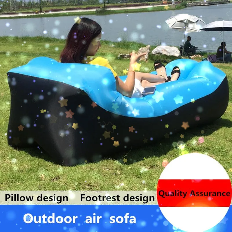 Lazy Pillow Waterproof Inflatable Sofa Portable outdoor beach air sofa bed Sleeping bag Oxford cloth 240*70cm | Мебель