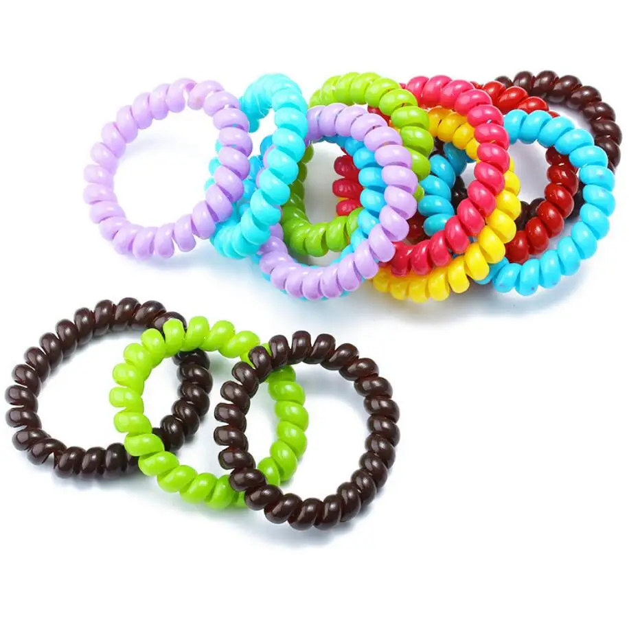 12 шт./лот Новые 2 см маленькие резинки для волос с телефонной линией Красочные