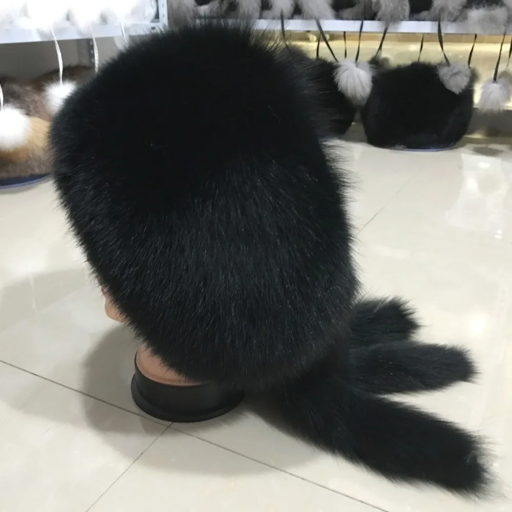 Женская шапка из 100% натурального Лисьего меха аксессуары для волос в русском