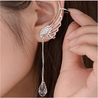 simple fashion alloy crystal angel wings earrings geometric tassel earrings clothing accessories pendant party jewelry for lady