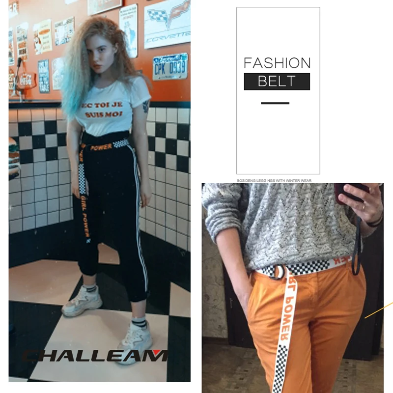 Женский ремень с буквенным принтом Girl Power модный студенческий двойной d образной