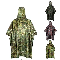 3 in 1 camouflage raincoat outdoor tools waterproof environmental unisex rain cover camping hiking poncho hunting ghillie suits