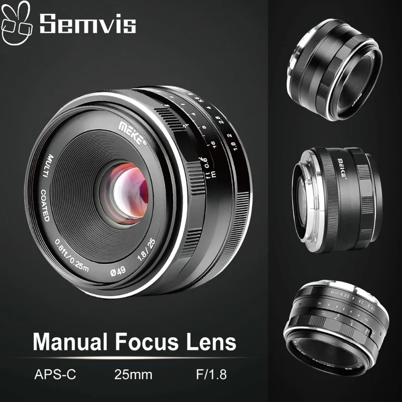 Meike объектив камеры 25 мм F1.8 широкоугольный ручной для Canon/Nikon/Sony/Fuji/M4/3 Крепление