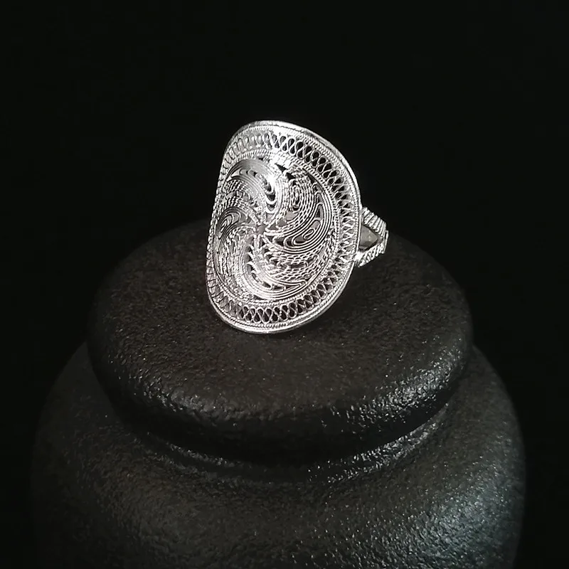 Bastiee S999 Sterling Silver Ring for Women Custom Personalized Jewelry Hmong Handmade Name Letter Adjustable Gifts