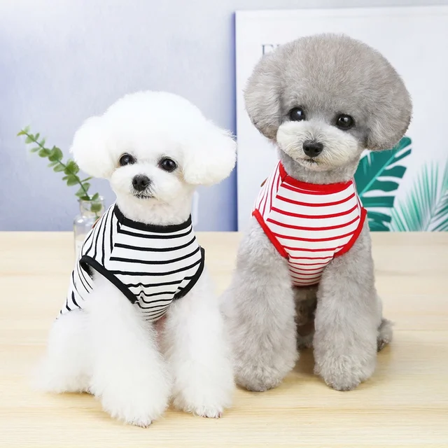 Dog Thin T-shirt Spring Summer Striped Print Vest For Poodle Teddy Chihuahua Small Soft Cotton Dog Clothes 2021 New Pet Clothes