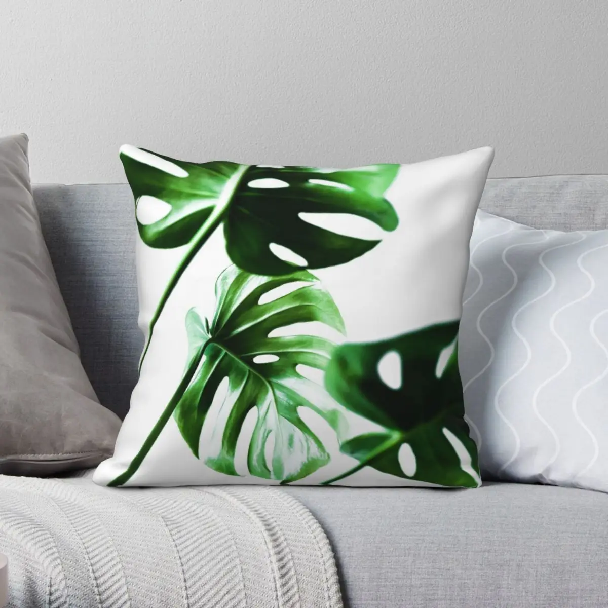 

Monstera 4 Square Pillowcase Polyester Linen Velvet Printed Zip Decor Sofa Cushion Case