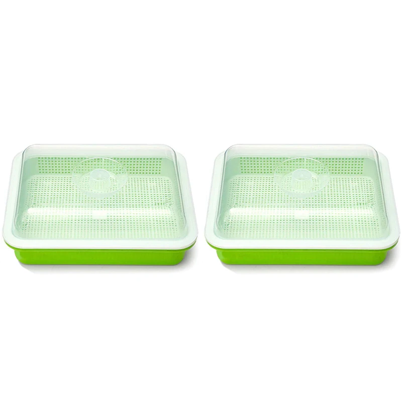 

Seed Sprouter Tray PP Healthy Alfalfa Wheatgrass Seeds Grower with Cover,2 Size Small Holes Grid