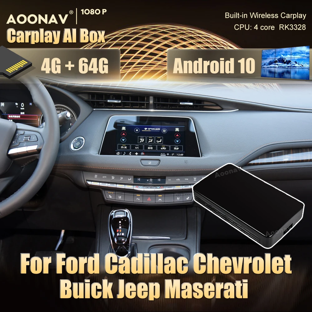 

Carplay Ai Box Android 10.0 Box 4+64G Wireless Carplay Android Auto Google FOR Ford Cadillac Chevrolet Buick Jeep Maserati