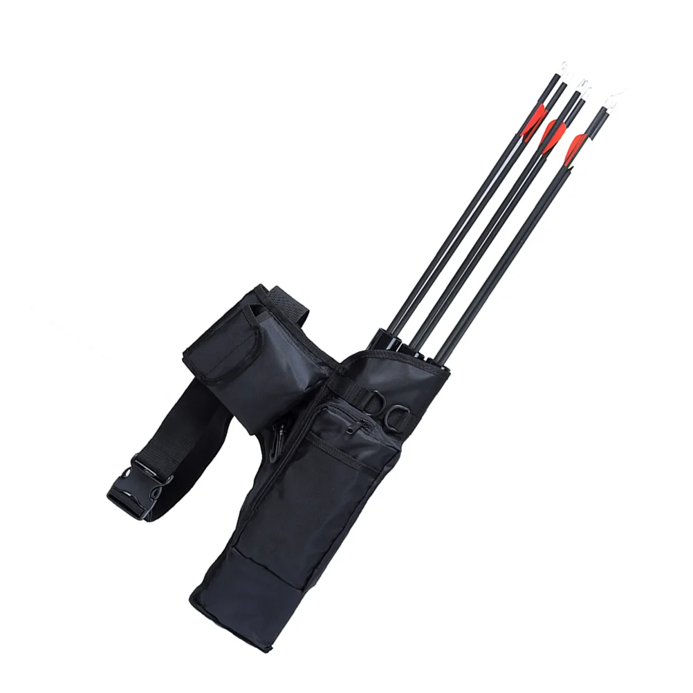 

Short Type Arrow Quiver Cylinder Bow Arrow Single Waist Bag 3 Pipes Large Capacity Holder Carry Pouch for Outdoor