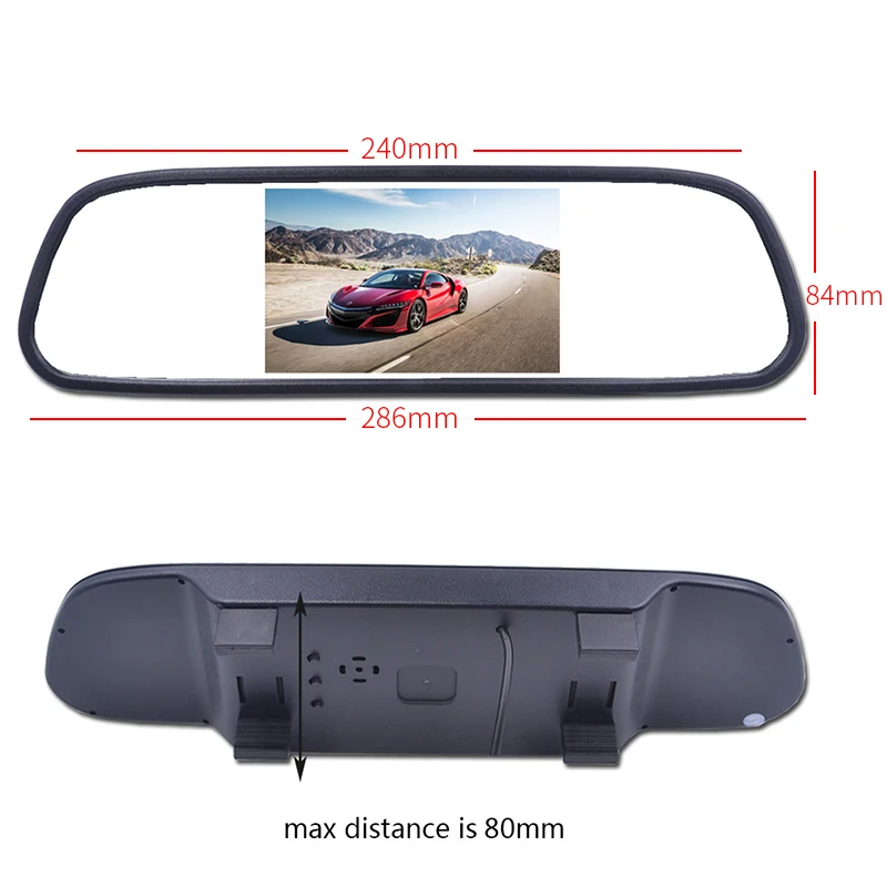 $134.89 5 inch Car Mirror Monitor for Rear View Camera Auto Parking Backup Reverse Monitor HD 800*480 TFT-LCD Screen