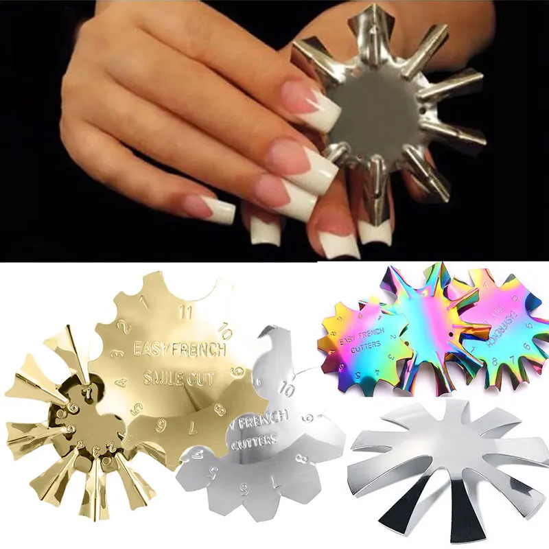 

Nail Steel Plate Model French Nail Stencil Nail Edge Trimmer V Line Nail Template Stainless Steel Almond Shape Nail Art Tool