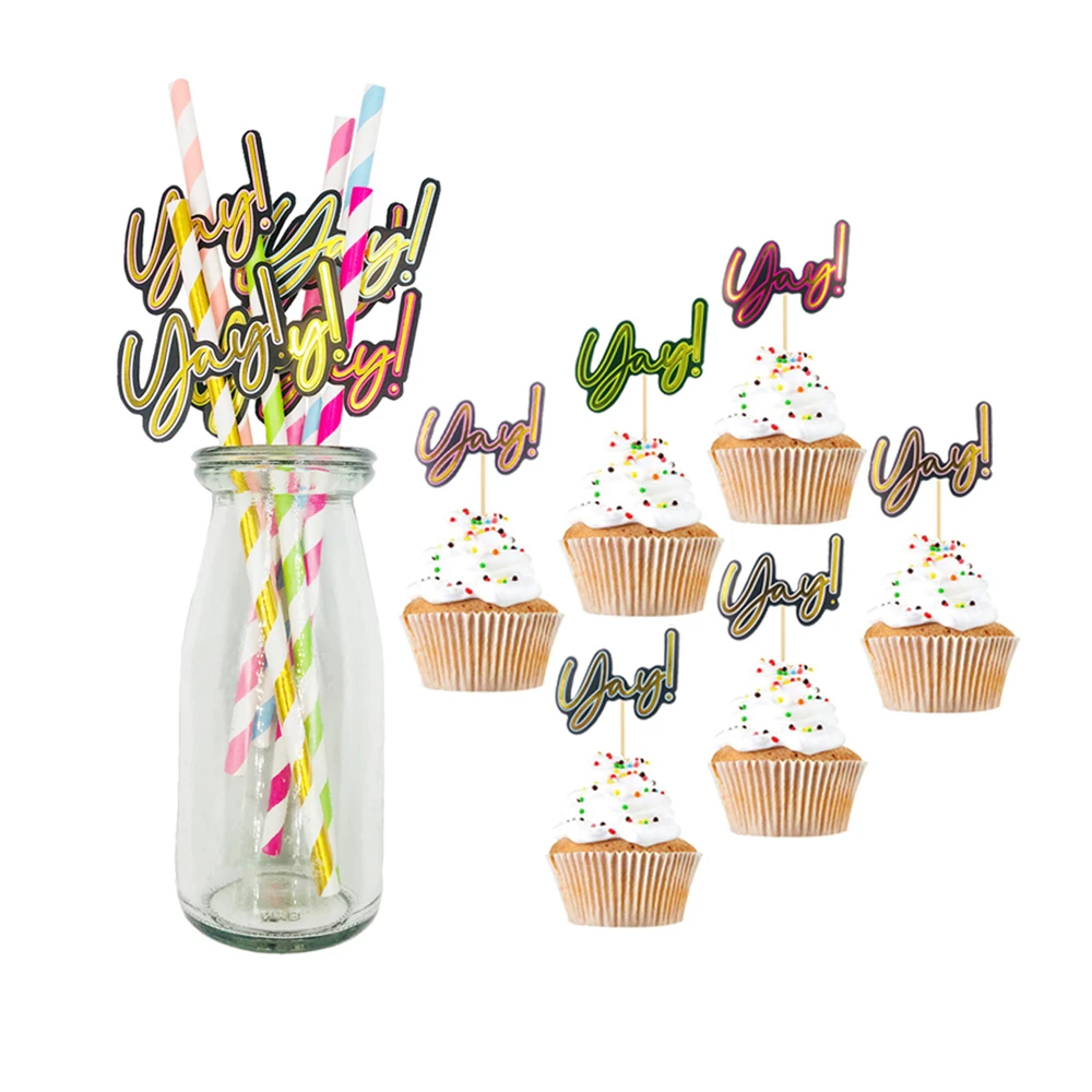 Yay письмо торт топперы забавные выбор бумажный Декор кекса для свадьбы День