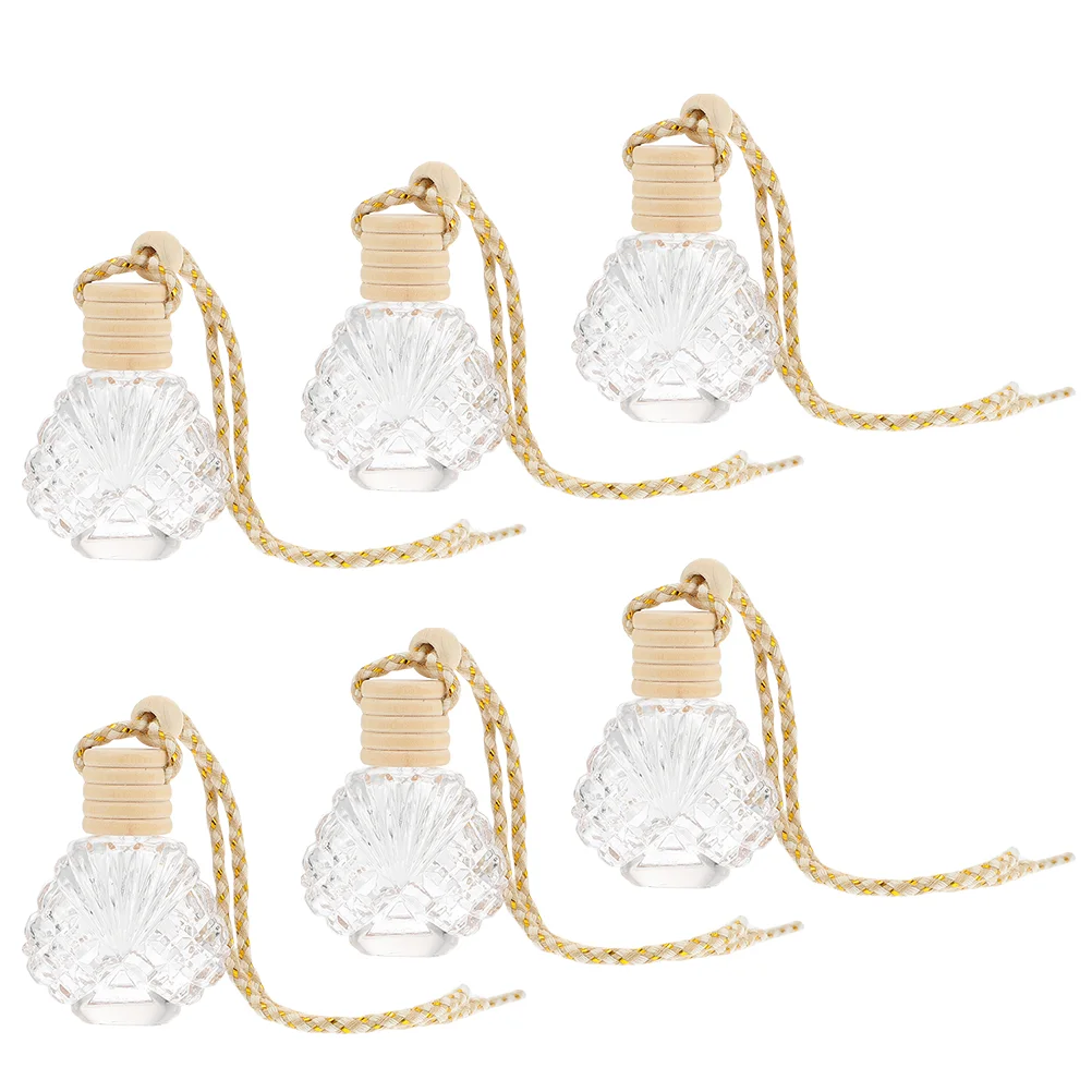 

6Pcs Car Hanging Perfume Bottle Empty Fragrance Aromatherapy Bottle Decor 15ml