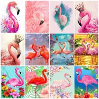 5d diy round diamond painting flamingo full square diamond embroidery animals cross stitch handmade gifts art home decoration
