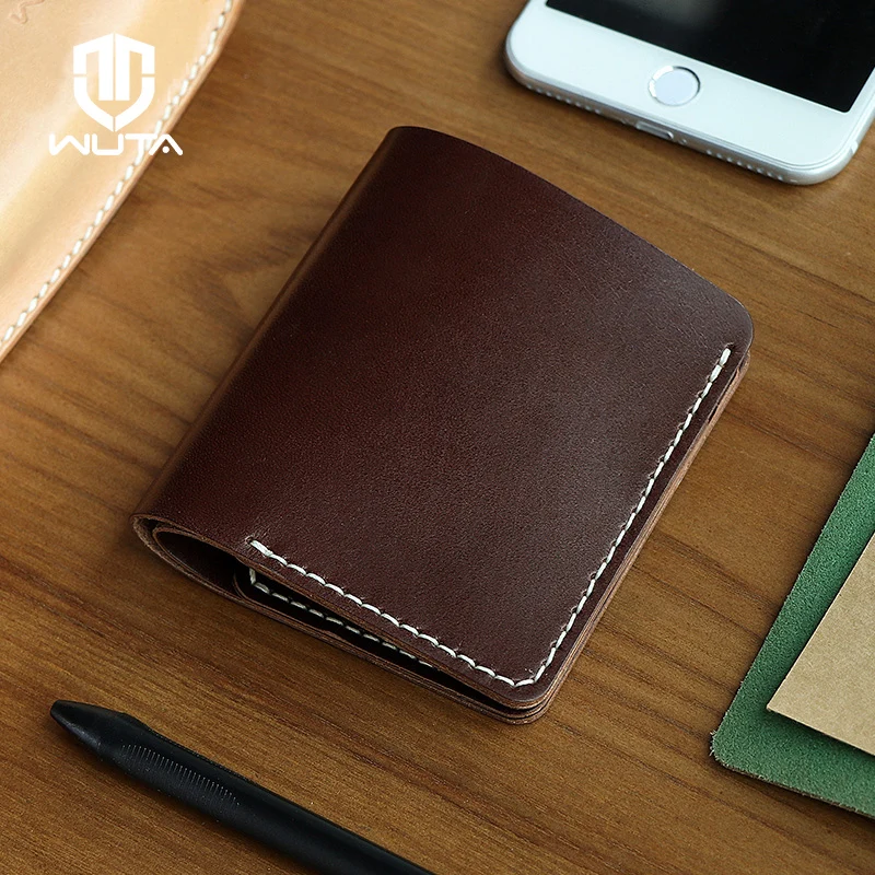 

WUTA Original Handmade DIY Short Wallet 100% Genuine Leather Semi-finished Unisex Purse Christmas Gift