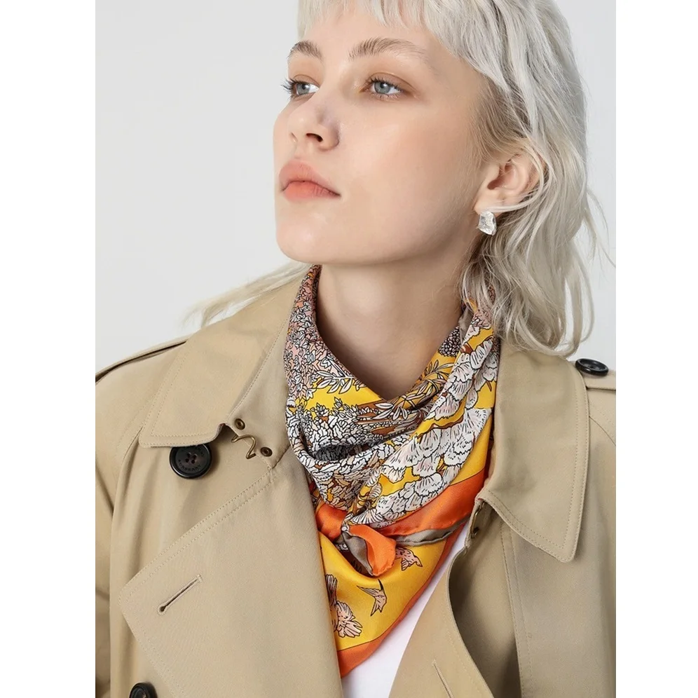 100% Silk Scarf Hijab Square Silk Scarf Shawl Women 90