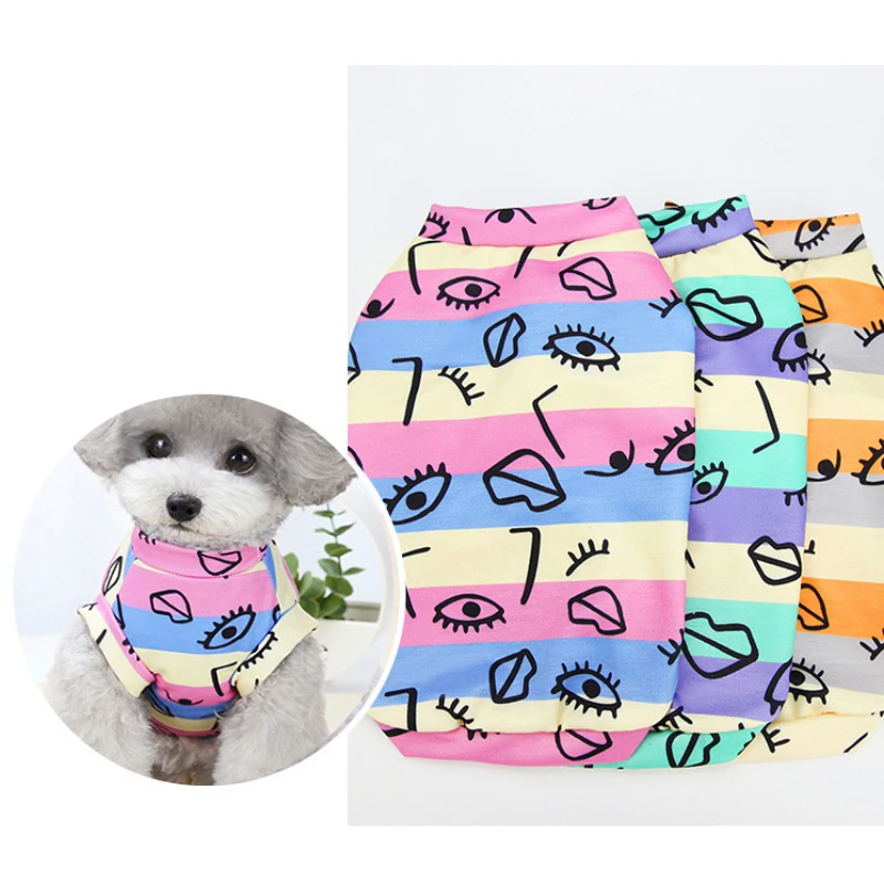 

Summer Thin Dog Vest Graffiti Print Dog Clothes Spring Pet Jacket For Yorkshire Chihuahua Shirt Vest Outfit For Dogs T-Shirt