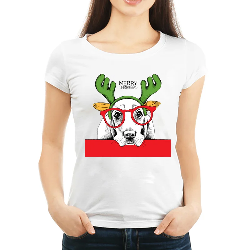 TJCJFO хит продаж Женская футболка рождественская с мультяшным оленем Harajuku