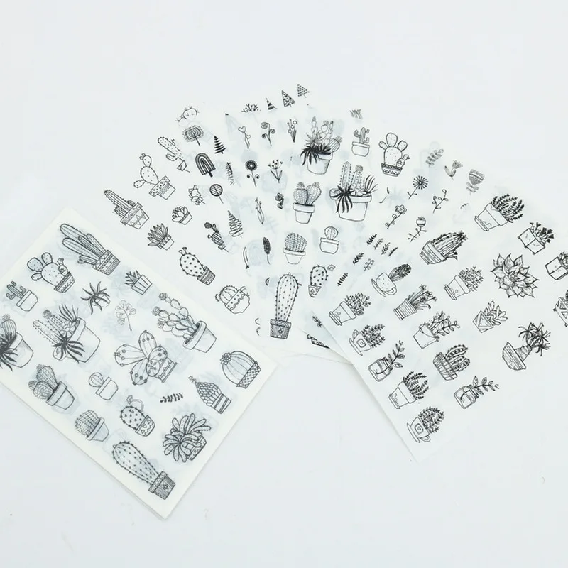 6 цветов Зеленый Кактус растение декоративные милые наклейки s Стик для