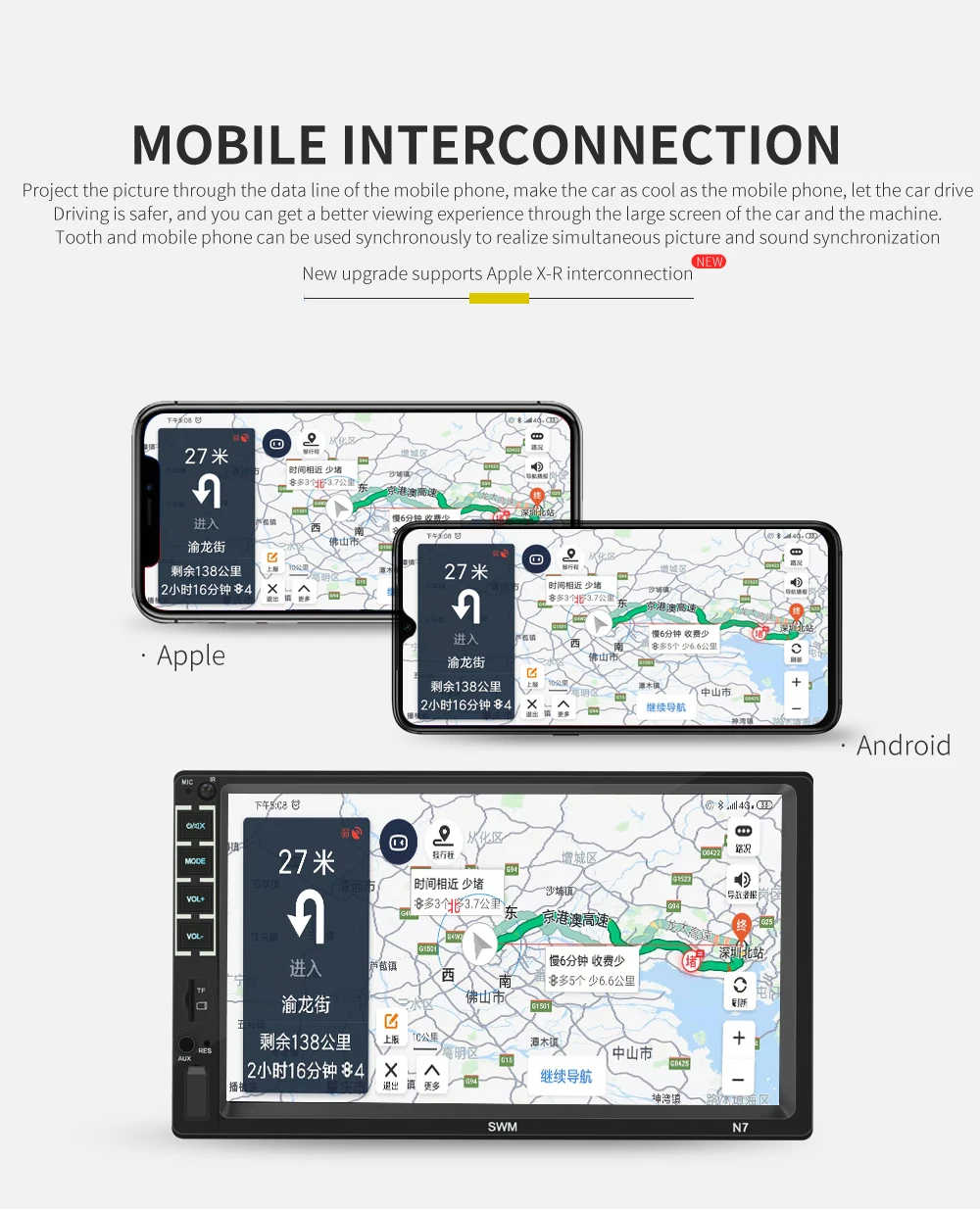 Автомагнитола 7 дюймов стерео MP5 плеер с сенсорным экраном Bluetooth AUX/USB/FM 2 Din